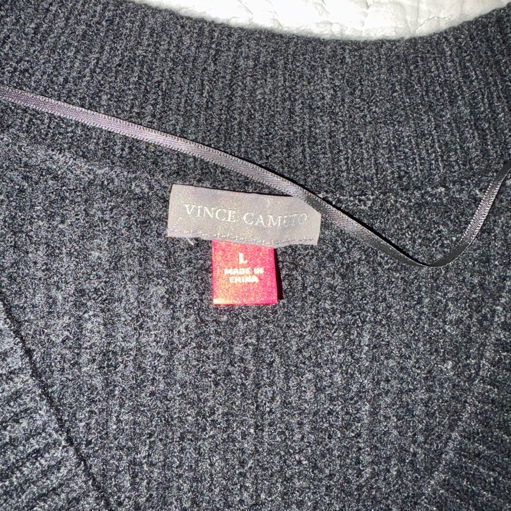 NWT - Vince Camuto Black Shaker Sweater Vest With High-Low Hem-Line - Picture 5 of 13